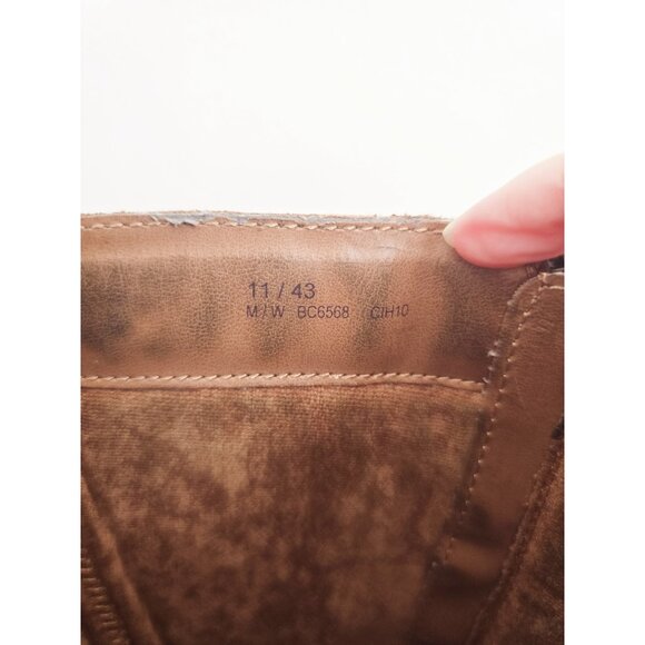 Box Born Tall Knee High Riding Boots 11 Sue Leather Brown Buckle Womens Heels - Picture 5 of 11